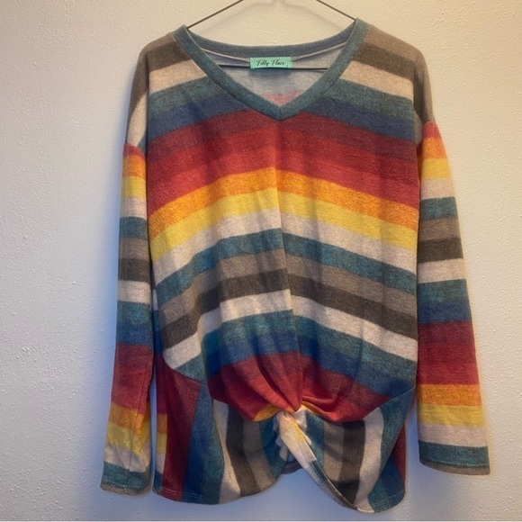 Filly Flair Sweaters - Filly Flair Women’s Multicolored Striped Blouse Size Small